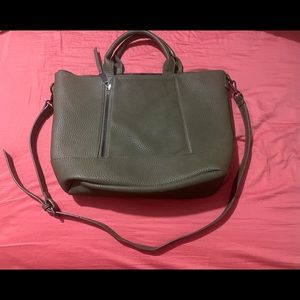 Co lab, large olive green vegan leather tote
